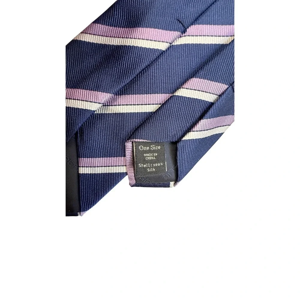 Banana Republic Mens‎ Silk Tie Navy Blue Purple White Stripe